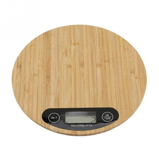 Bamboo Panel Electronic Kitchen Scale Big Round Baking Scale Gram Weight Scale